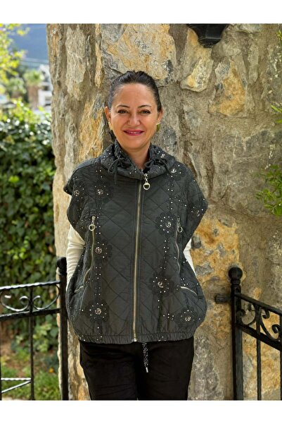 Punta Otantik Nc65588-1 Shawl Pattern Sequin Quilted Italian Vest Gray