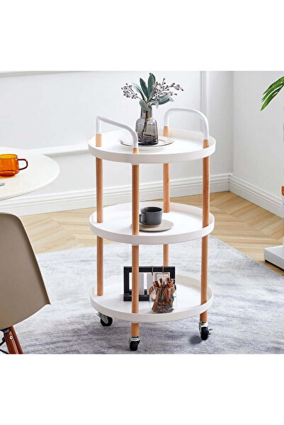 Arabest 3 Tier Round Rolling Cart,Shelf Handtruck Storage Shelves with Lockable Wheels Rolling,with Handle