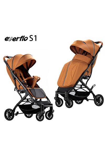 ZUBI HOME Compact Sport Stroller with Adjustable Backrest, Trolley Fold and Foot Cover, 6-36 months, Brown