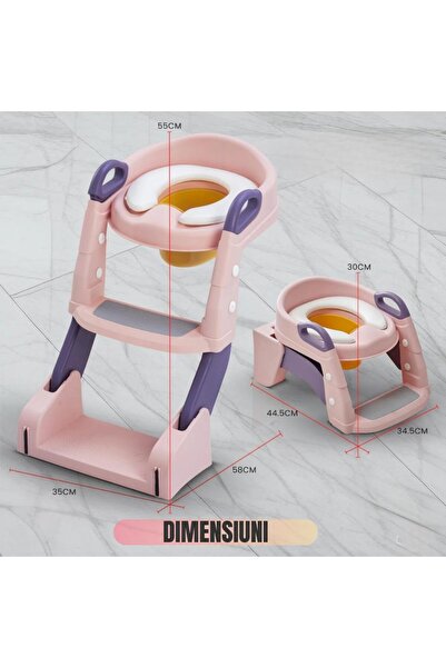 MACVI ® CozyMood 3-in-1 kids WC reducer, potty, stool, soft cushion, foldable, BPA Free, pink-purple.