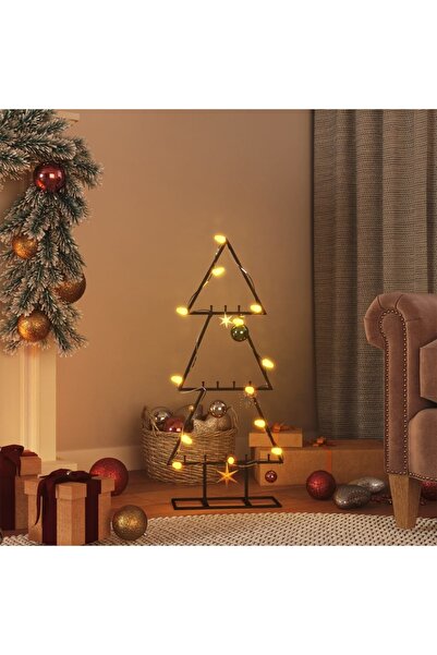 vidaxl شجرة عيد الميلاد المعدنية للزينة باللون الأسود 60 سم