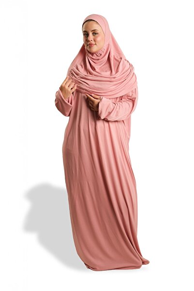 HÜRREM BONE Φόρεμα προσευχής δύο τεμαχίων σε πούδρα βισκόζη απλό 2504_06