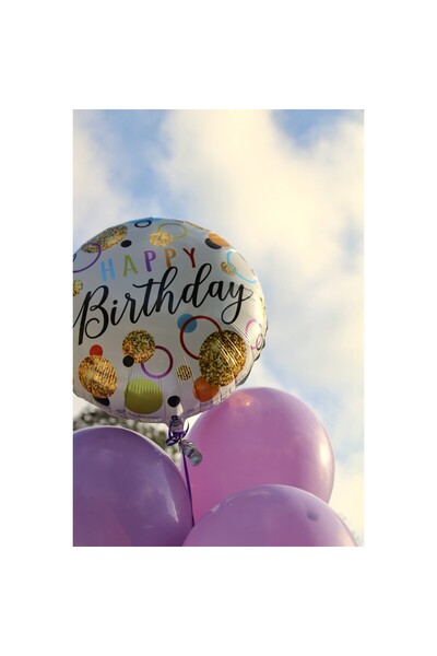 Flippy Flippy Metallic Foil Balloon, 45 cm, Model 6, Happy Birthday, Air/Helium Inflated, Multicolor