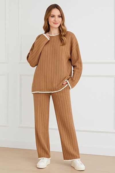 MAY MARA Stand-Up Collar 2-Piece Blazer and Pants Tricot Suit