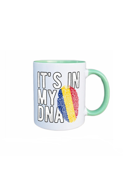 AFFIX THE DIFFERENT PERSPECTIVE Personalized mug, white with green interior and handle, 350ml, Romania Mug Collection, Model 3