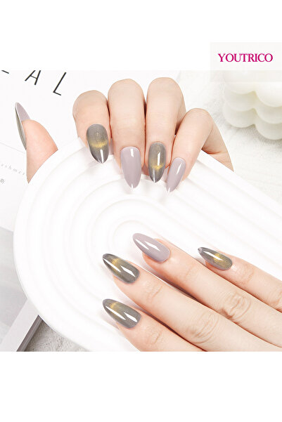 Youtrico Women cat-eye false nails,smooth mirror,diamond-cut,party and gathering press on nails