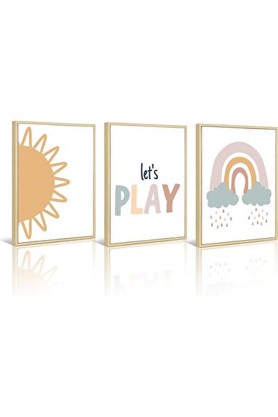 ALAYRA International مجموعة من 3 لوحات فنية جدارية لغرفة لعب الأطفال بوهو (40...