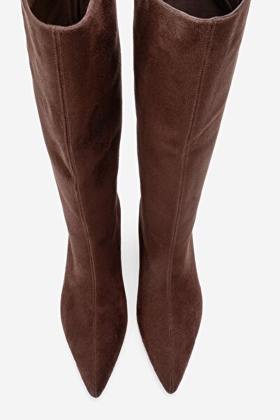 LuviShoes Γυναικείες μπότες με κοντό τακούνι ARMELIA καφέ σουέντ