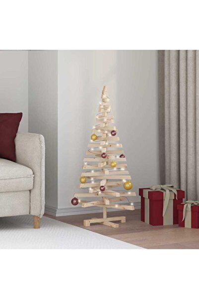vidaxl أشجار عيد الميلاد مع حامل طبيعي 120 سم من خشب الصنوبر الصلب