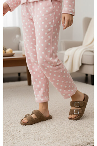 Hızlı Al Buckled Fur Women's Slippers. Winter Fur Fabric Women's Slippers. Winter Slippers