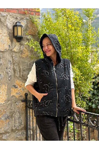 Punta Otantik NC65588 Шаль з візерунком, капюшон, італійський жилет, чорний