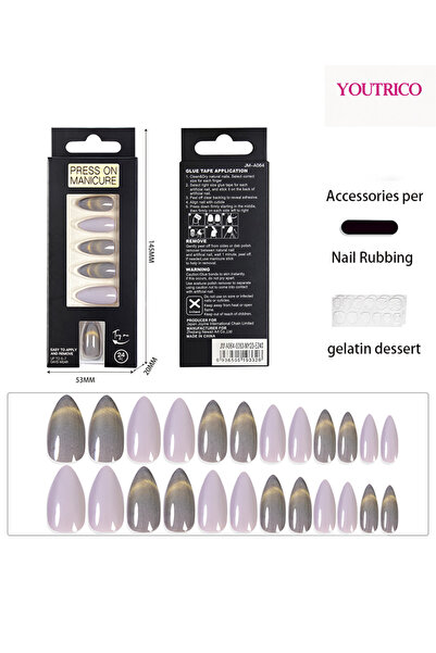 Youtrico Women cat-eye false nails,smooth mirror,diamond-cut,party and gathering press on nails
