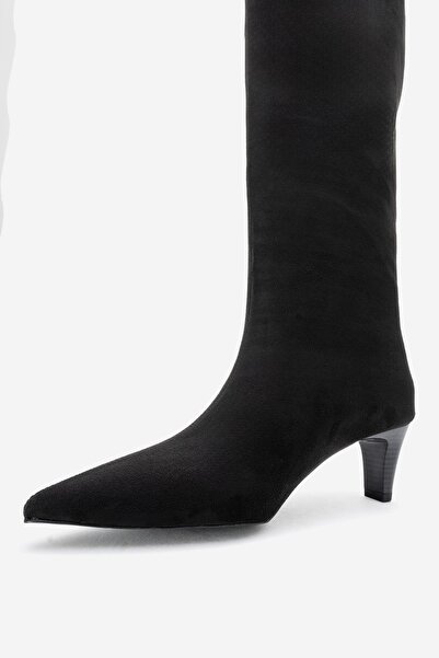 LuviShoes Armelia Black Suede Women's Short Heeled Boots