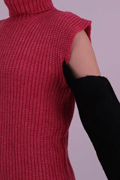 armonika Pulover de tricotat cu gât roșu fucsia pentru femei ARM-26K136015