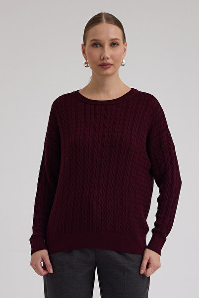 YMA TRİKO سترة A.T.Y XX-020 بياقة قارب ونسيج شعري وضفيرة شعر