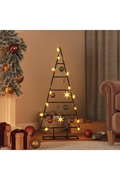 vidaxl شجرة عيد الميلاد المعدنية للزينة باللون الأسود 90 سم