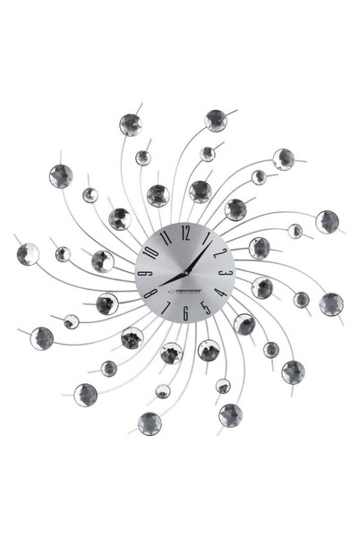 ESPERANZA Wall clock Geneva EHC004, 50 cm, Crystal elements, Silver