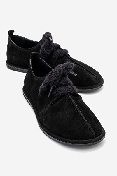 LuviShoes DENORA Siyah Süet Hakiki Deri Kadın Günlük Ayakkabı