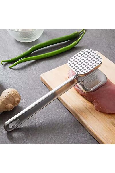 Russet Çift Taraflı Biftek Et Döveceği Tırtıklı ve Düz Çekiç Tipi 24 cm Alümi...
