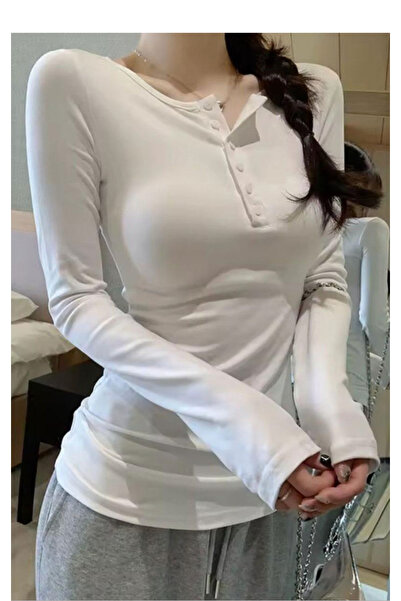 Köstebek Buttoned Half Collar Long Sleeve Basic Blouse