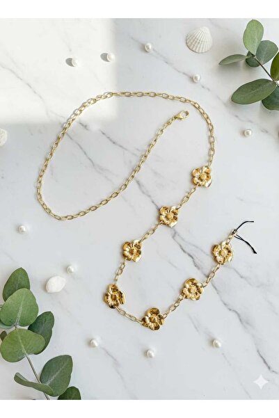 Umay design Gold Çiçek Detaylı Ayarlanabilir Bel Zinciri Kemeri