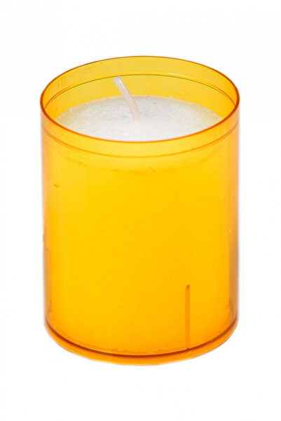 Mank Lumânare cilindrică în borcan de plastic portocaliu, Ø 5 cm x h 6,5 cm, 1 buc.