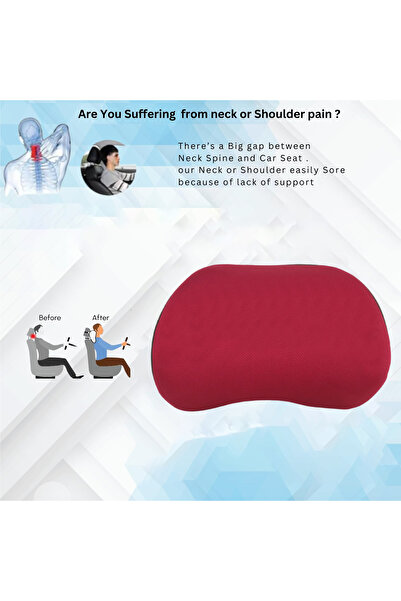 AGC CPL-02 Car Seat Neck & Back Support Cushion (2PCS) Memory Foam for Comfort & Pain Relief Maroon