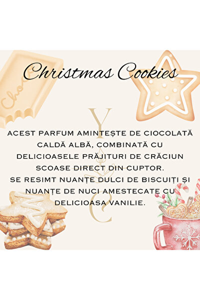 Yummy Candles Parfum de camera Christmas Cookies Wax Melts, 50g, handmade, ceara naturala,
