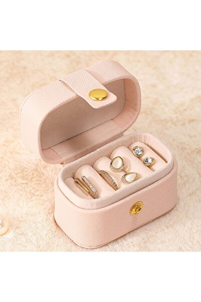 fulina Mini Jewelry Case,PU Leather Metal Buckle,Portable Ring Storage Box,Gift for Women,Girls,6.6x4x4.7cm