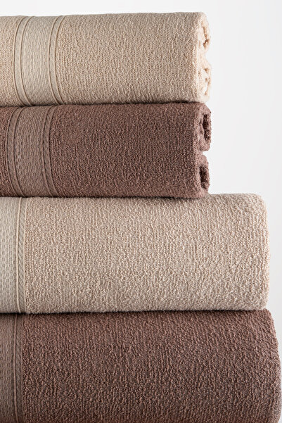 Comfort Home 4-Piece Cotton Bath Towel Set Turkish Bath Set, Hand, Face, Head and Body, 2 Pieces 40X80Cm + 2 Pieces 70X140Cm