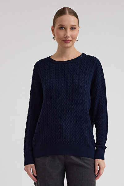 YMA TRİKO سترة A.T.Y XX-020 بياقة قارب ونسيج شعري وضفيرة شعر