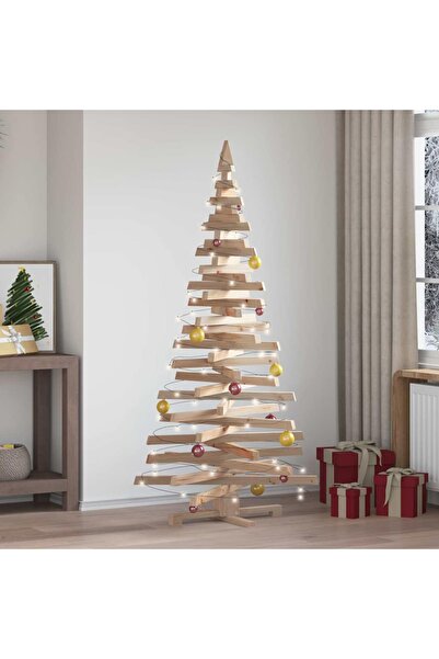 vidaxl أشجار عيد الميلاد مع حامل طبيعي 180 سم من خشب الصنوبر الصلب