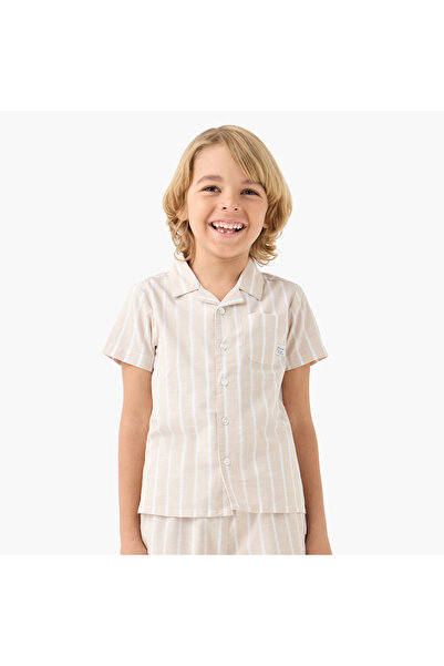 Juniors Striped Short Sleeves Shirt and Elasticated Pyjama Set