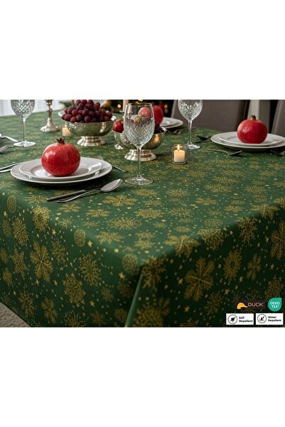 RH Rosehan Liquid-Proof, Stain-Resistant Christmas Patterned Cotton Green Tab...