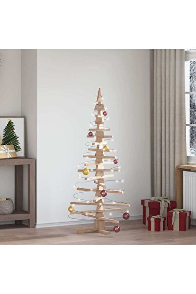 vidaxl شجرة عيد الميلاد الخشبية للزينة 150 سم من خشب الصنوبر الصلب