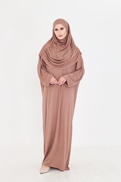 HÜRREM BONE Mink Two Piece Prayer Dress Viscose Plain 2504_10