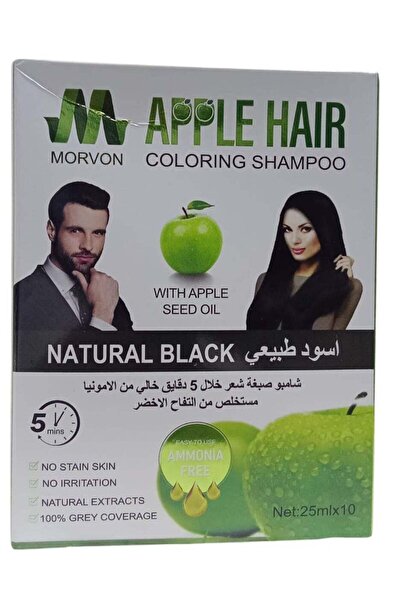 MORFN Morfen Ammonia-Free Hair Dye Shampoo, Natural Black, 10 Sachets - 10×25ml