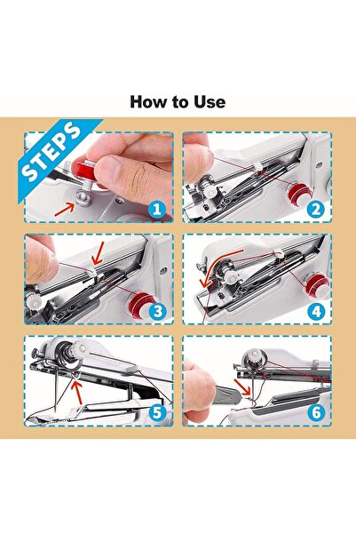 SUKILO ماكينة خياطة يدوية صغيرة محمولة على شكل دباسة - بيضاء