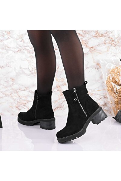 Tmall Ghete de damă, din piele cu interior din blană, TM1GD1081, Negru