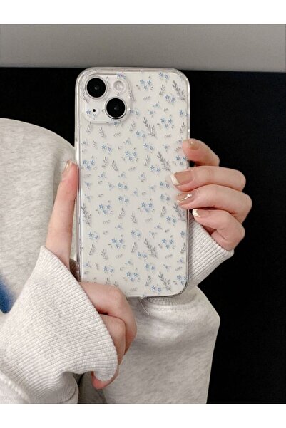 KVK PRİVACY iPhone 13/14 Uyumlu Şeffaf Çiçek Desenli Yumuşak Kamera Korumalı ...