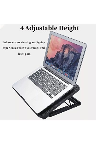 Aputue Laptop Cooling Pad — Dual Quiet Fans, Adjustable Height, USB-Powered, Blue LED (12–17")