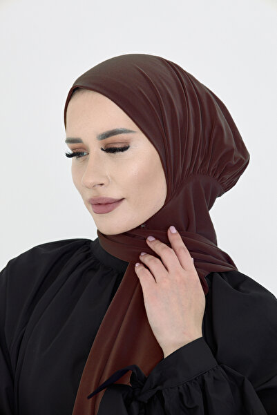 HÜRREM BONE Coffee Practical Ready-To-Wear Hijab Bonnet Sandy Neck Collar with Snap Fasteners 2505_14