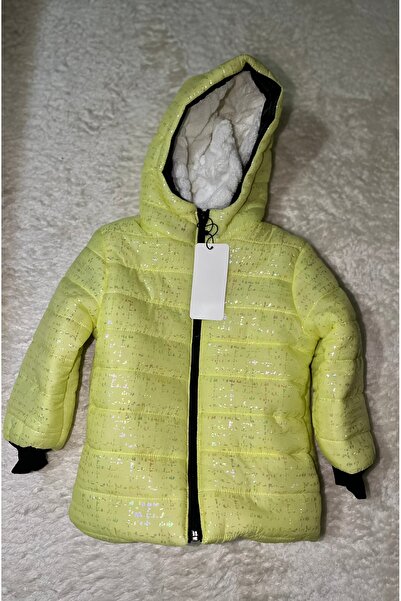 Beybisi Girl's Coat with Fleece Inside and Glitter Detail