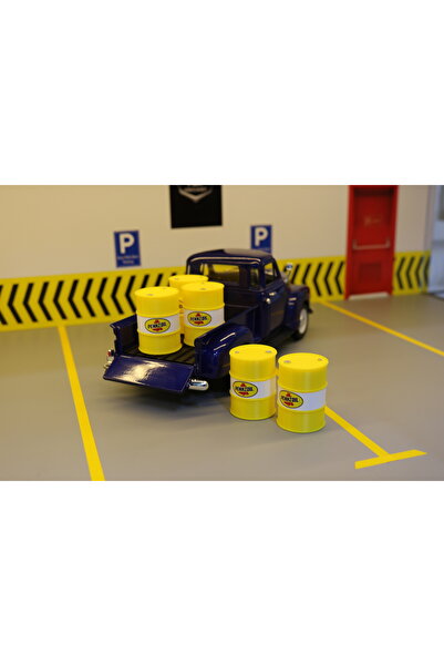 FMK HOBBY 1:24 Scale Yellow Oil Barrel Set of 5 – Diorama Model Car Accessory – Garage and Service Shop Decor