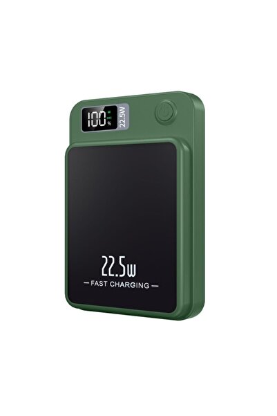 OEM Baterie externă, 10000 mAh, încărcare magnetică, wireless 22,5 W ȘI USB 15 W, Fast charger, verde