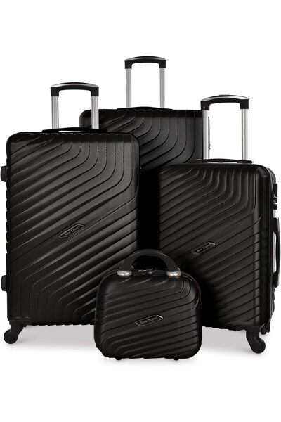 New Travel 4-Piece ABS Hardshell Luggage Set, 71/61/51/30 cm, Model 872/4P, Black