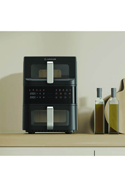 Nutricook DuoStack Air Fryer – 10L, 10 Programs, Sync Finish & EcoFlow (NC-AFDS240, Black)