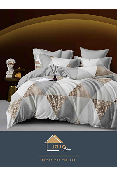 JOJO HOME Bed linen set, fine cotton, 6 pieces, 230x240cm, Golden Triangles