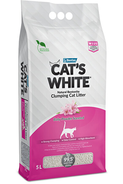 Cat's White Cat’s White Baby Powder Scented Clumping Cat Litter 5L – Strong Odor Control & High Absorption