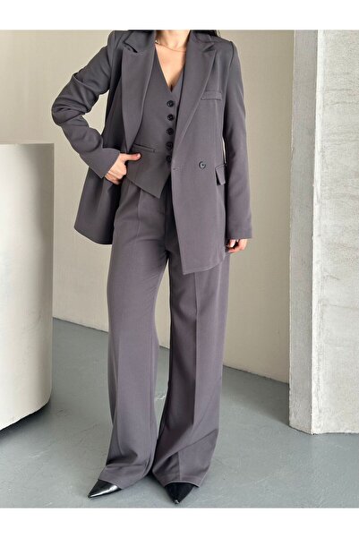 MYGİYİMİSTANBUL jacket vest palazzo pants 3-piece suit